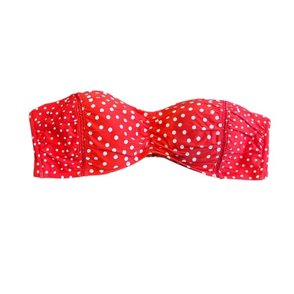 JANTZEN Bikini Top Size 14 Red & White Polka Dot Straps or Strapless Ruching - Picture 4 of 10